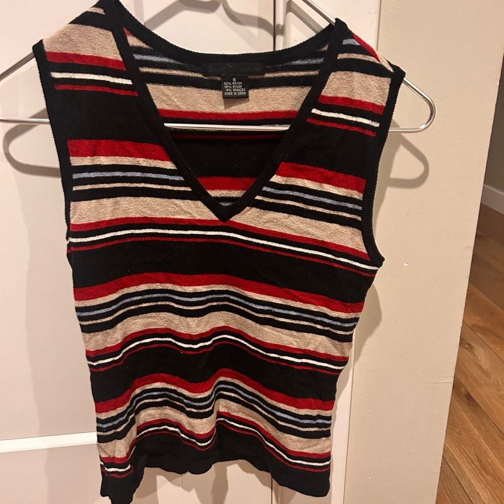 Guess Striped V-Neck Sleeveless Top